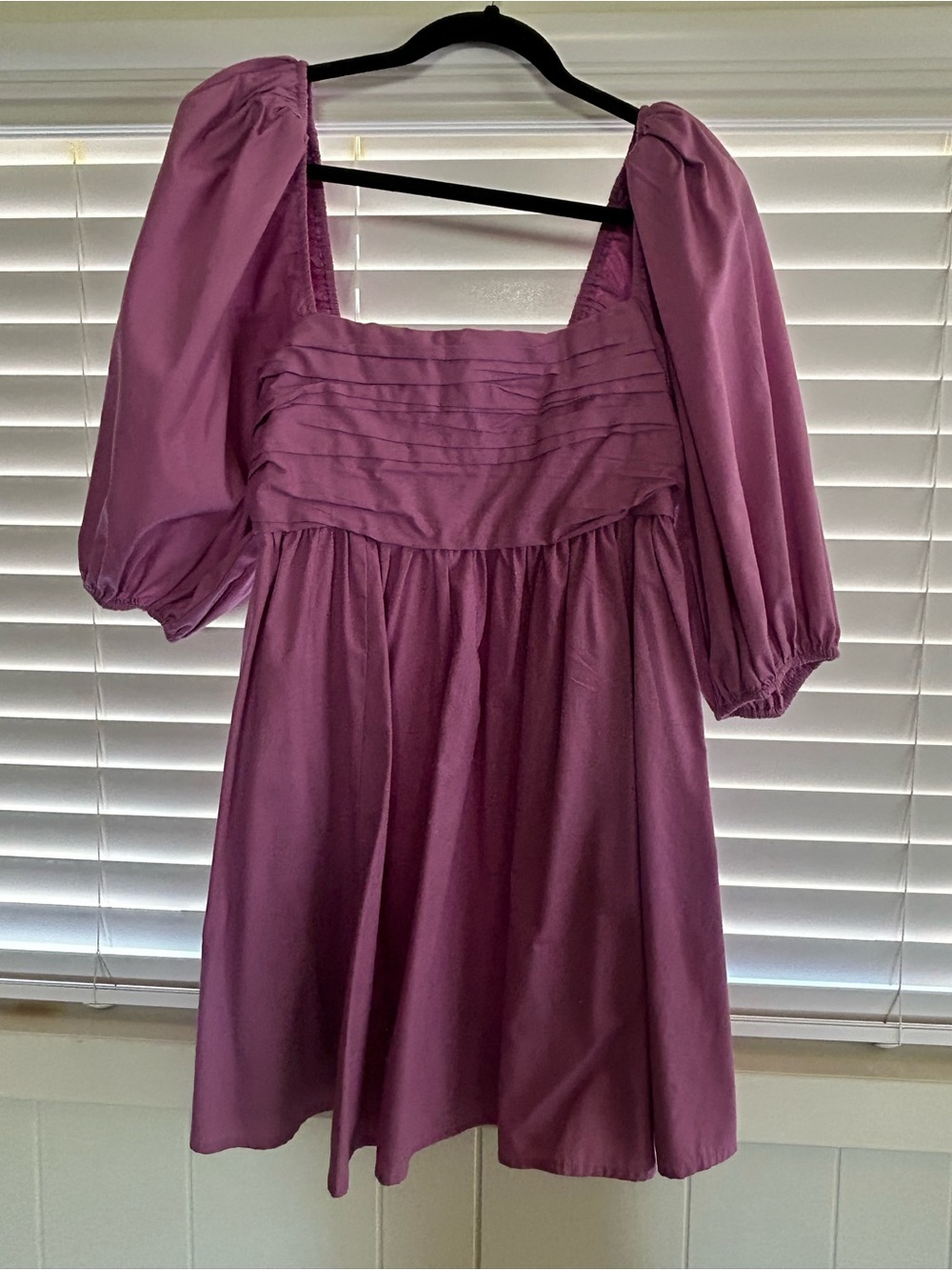 Abercombie Lilac Puff-Sleeve Square-Neck Mini Dress - Picture 2 of 4